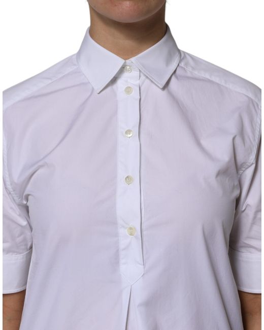 Dolce & Gabbana Purple White Cotton Short Sleeves Collared Polo Top for men