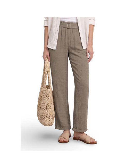 Street One Brown Beige Viscose Casual Pants