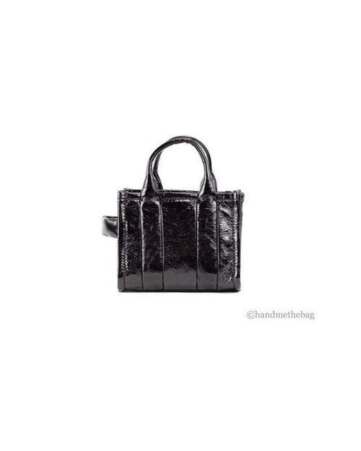 Marc Jacobs The Shiny Crinkle Micro Tote Black Leather Crossbody Bag Handbag