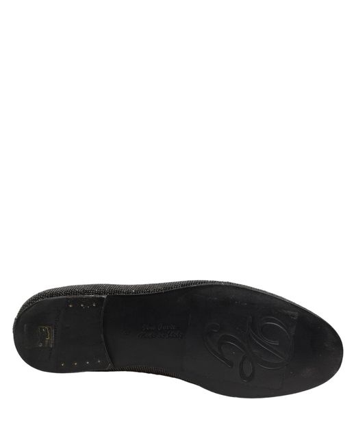 Dolce & Gabbana Black Crystal Embellished Men Loafers Shoes for men