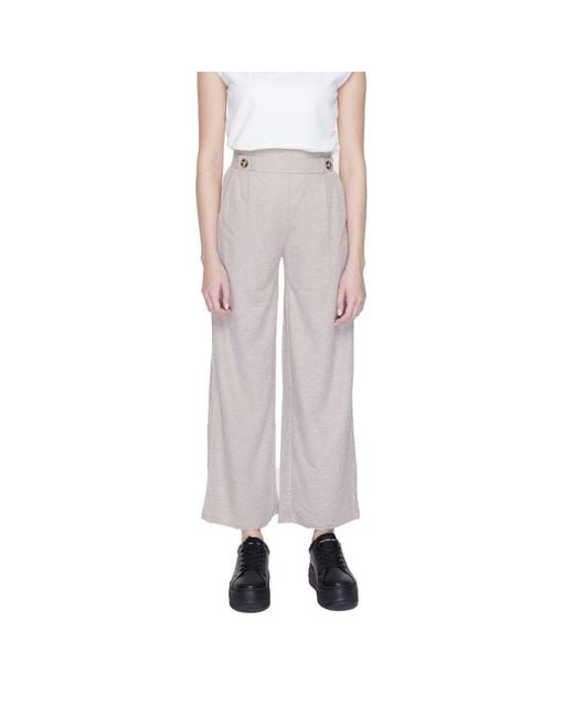 Jacqueline De Yong Pink Gray Viscose Casual Pants