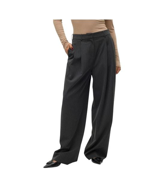 Vero Moda Gray Polyester Casual Pants