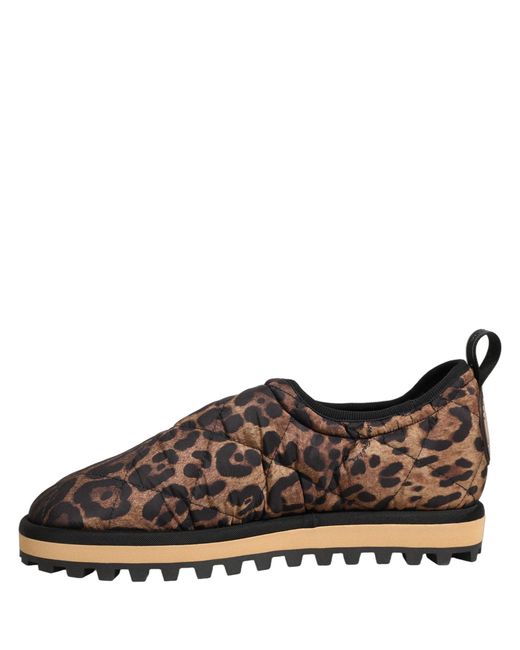 Dolce & Gabbana Gray Brown Leopard Print Quilted Men Sneakers Shoes for men