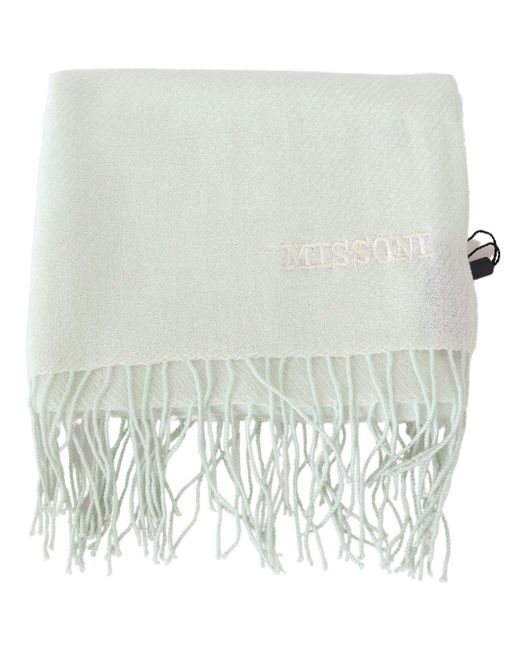 Missoni Black Light Pattern Cashmere Wrap Fringes Scarf