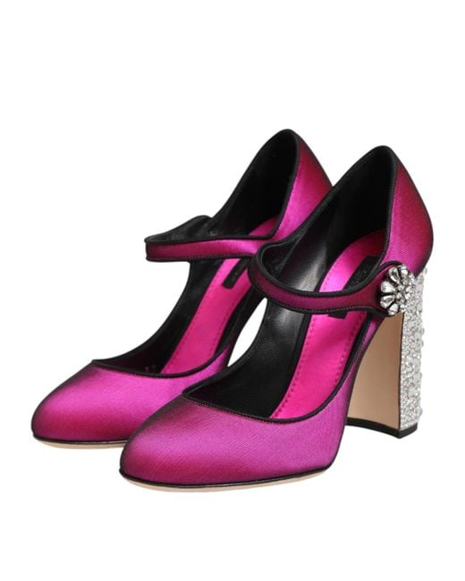 Dolce & Gabbana Purple Pink Strass Mary Janes Heels Pumps Shoes