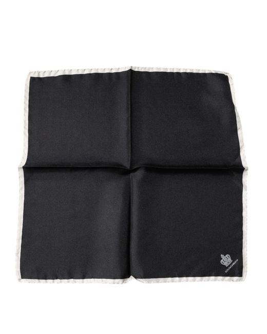 Dolce & Gabbana Black Crown Logo Square Handkerchief Scarf for men