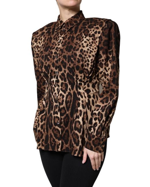 Dolce & Gabbana Black Brown Leopard Silk Button Down Coat Jacket