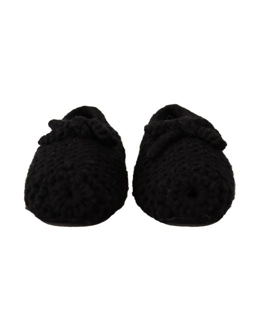 Dolce & Gabbana Black Elegant Wool Knit Ballet Flats