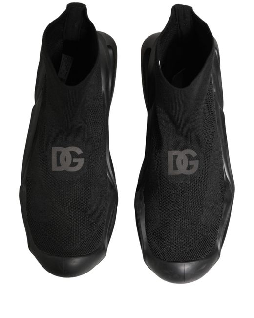 Dolce & Gabbana Black Slip On Wave Socks Men Sneakers Shoes for men