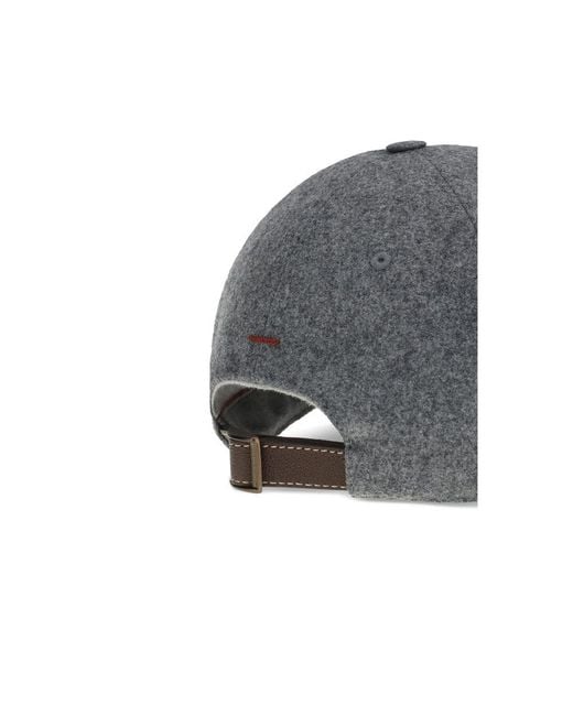 Brunello Cucinelli Gray Logo Baseball Hat for men