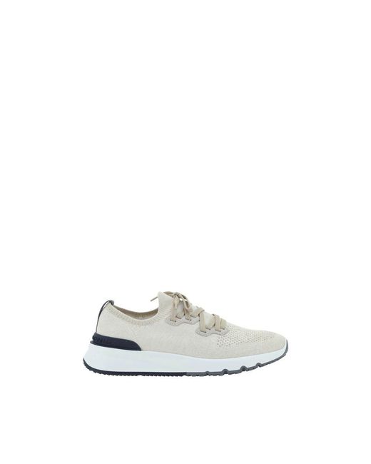 Brunello Cucinelli White Cotton Athletic Sneakers for men