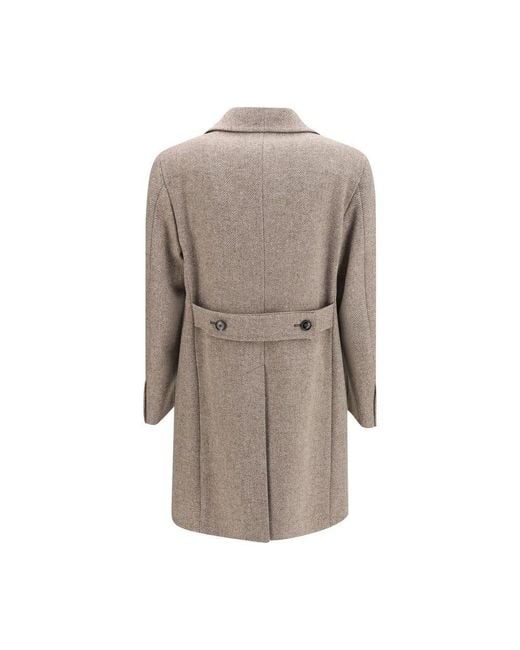Tagliatore Brown Beige Wool Oves Aries Coat for men