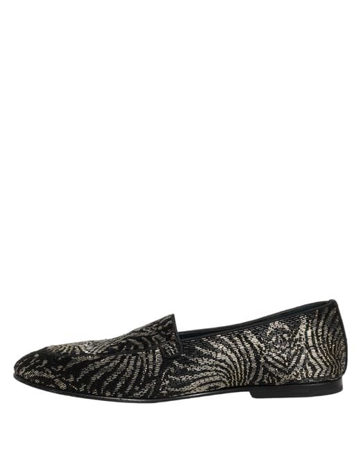 Dolce & Gabbana Black Silver Embellished Dress Loafers Shoes for men