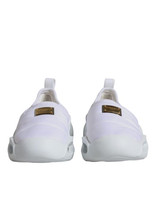 Dolce & Gabbana White Padded Fabric Low Top Sneakers Shoes