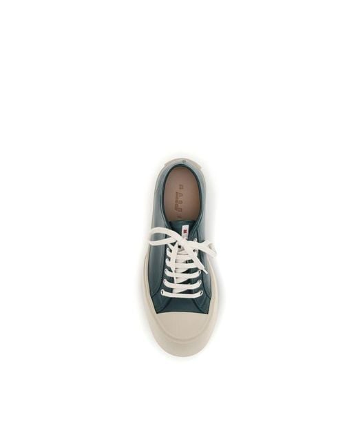 Marni Blue Black Calf Leather Bos Taurus Platform Sneakers for men