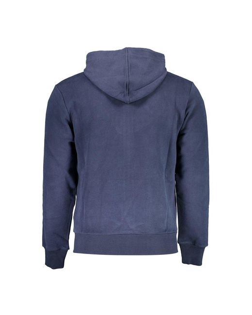 La Martina Blue Elegant Hooded Sweatshirt With Zip Detail for men