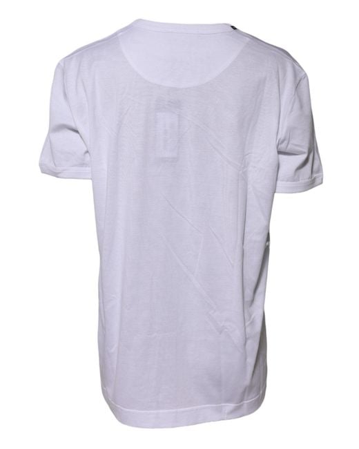 Dolce & Gabbana Purple White Cotton Goodluck 2022 Crew Neck T