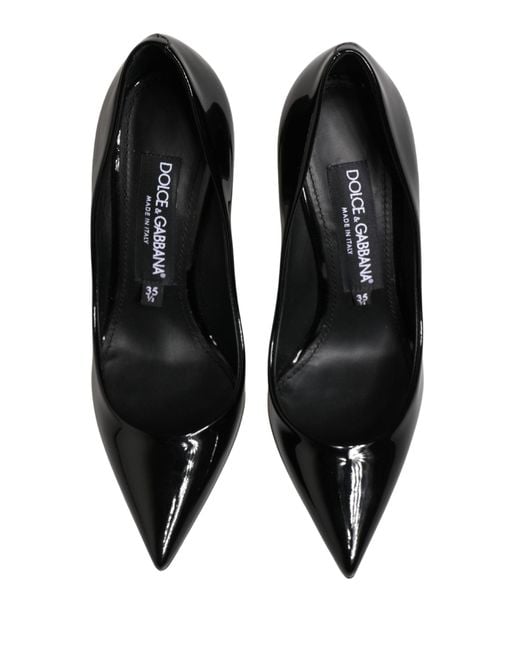 Dolce & Gabbana Black Calf Leather Stiletto Heels Pumps Shoes
