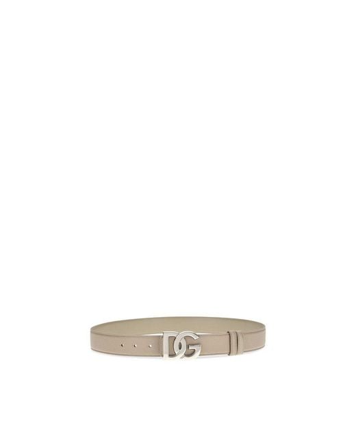 Dolce & Gabbana Natural Beige Calf Leather Bos Taurus Regular Belt for men