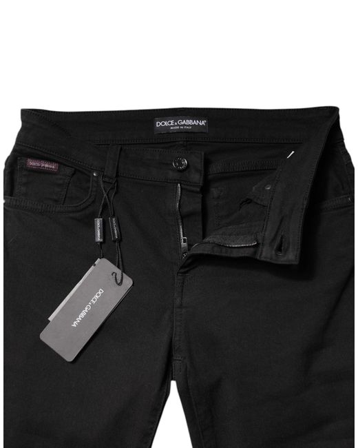 Dolce & Gabbana Black Cotton Mid Waisted Skinny Denim Jeans