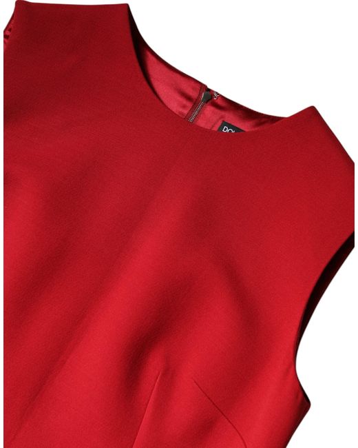 Dolce & Gabbana Red Wool Sleeveless Knee Length A