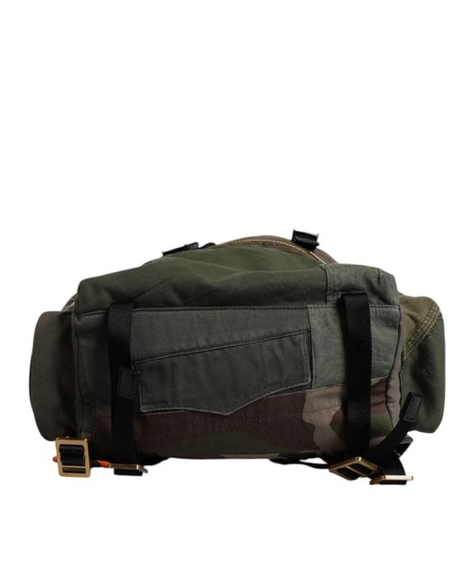 Dolce & Gabbana Black Military Green Patchwork School Backpack Bag for men