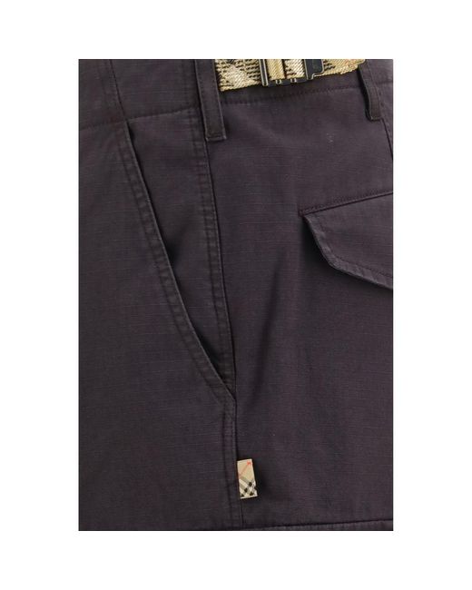 Burberry Blue Brown Cotton Cargo Pants for men