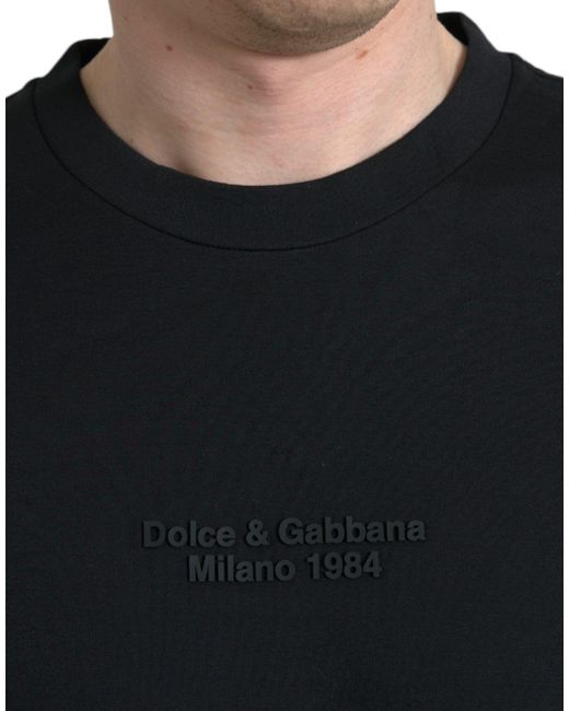 Dolce & Gabbana Black Elegant Leopard Print Crew Neck Tee for men