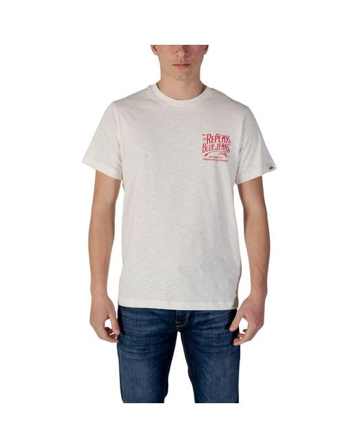 Replay Gray Cream Cotton T for men
