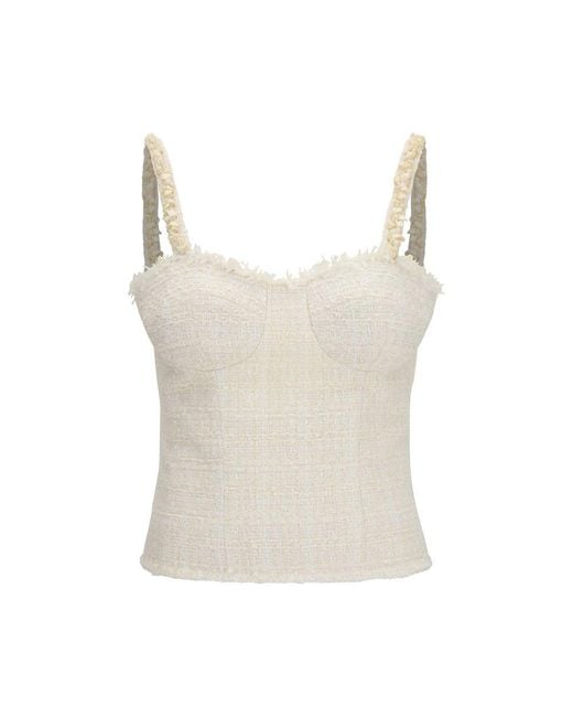 Balmain White Beige Polyester Blouse