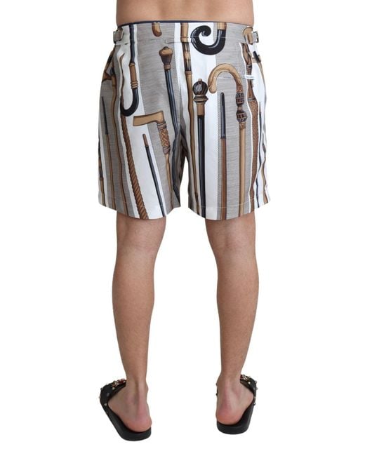 Dolce & Gabbana Black Dolce Gabbana Walking Stick Swimshorts Beachwear Shorts for men