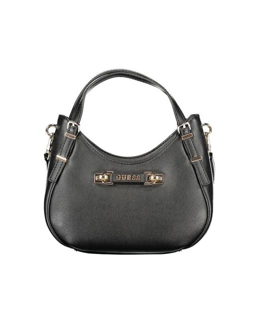 Guess Black Polyethylene Handbag With Sleek Design