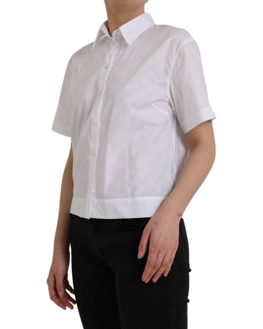 Dolce & Gabbana White Collared Short Sleeve Polo Shirt Top