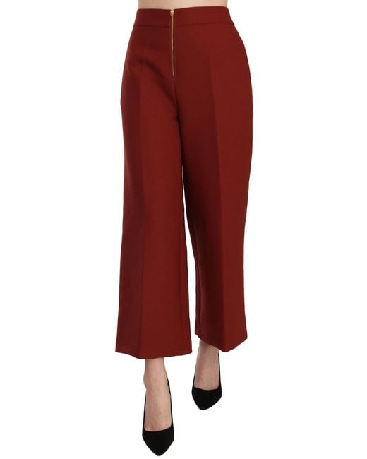 Jucca Red High Waist Cropped Flared Dress Formal Trouser Pants