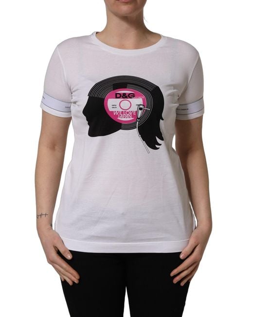 Dolce & Gabbana Gray White D&g We Love Japan Print Cotton T