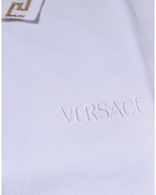 Versace Blue White Viscose Collared Men Polo Short Sleeves T for men