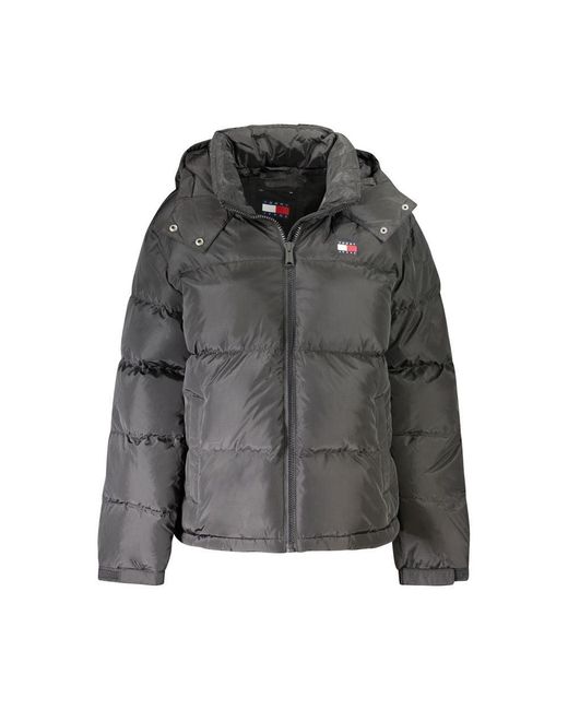 Tommy Hilfiger Gray Polyester Jacket With Removable Hood"