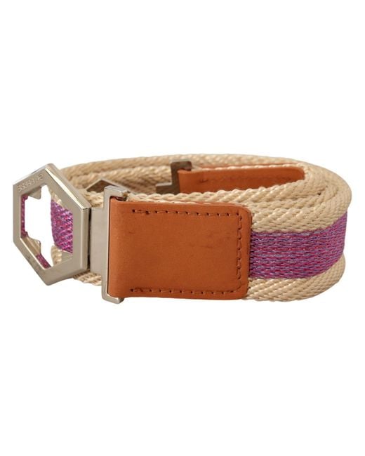 Gianfranco Ferré Multicolor Gf Ferre Leather Silver Hexagon Logo Buckle Belt
