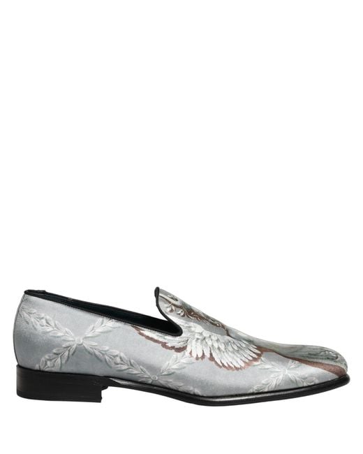 Dolce & Gabbana Gray Baroque Angel Velvet Men Loafers Shoes for men