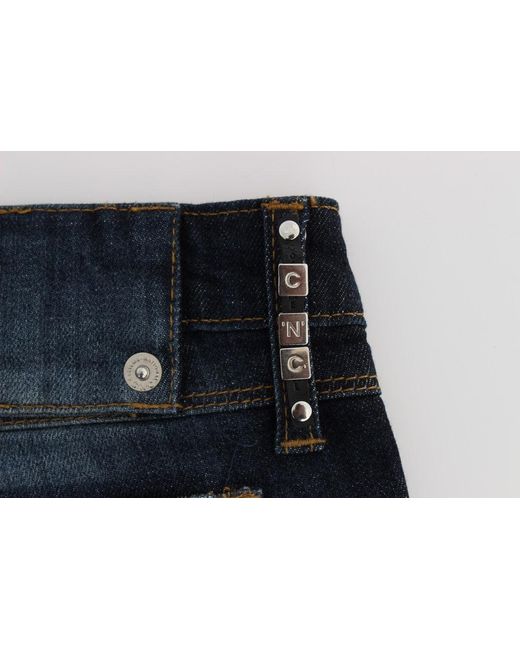 CoSTUME NATIONAL Cotton Slim Fit Bootcut Jeans Blue Sig30198
