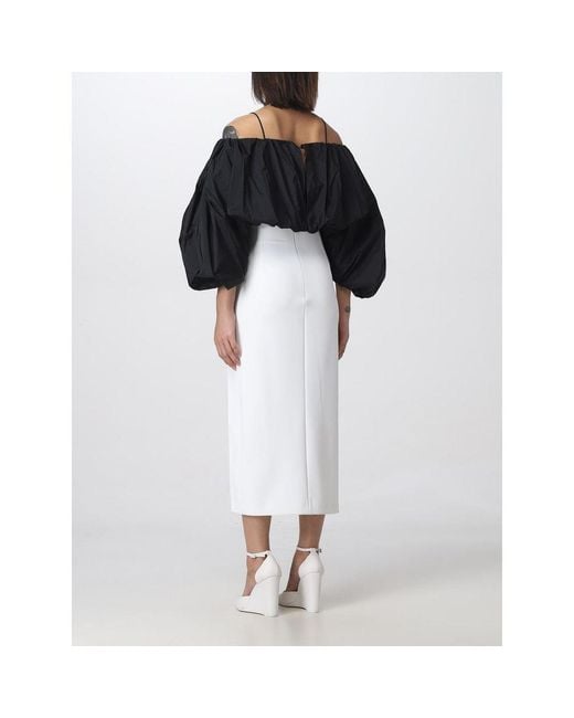 Pinko White Polyester Midi Skirt