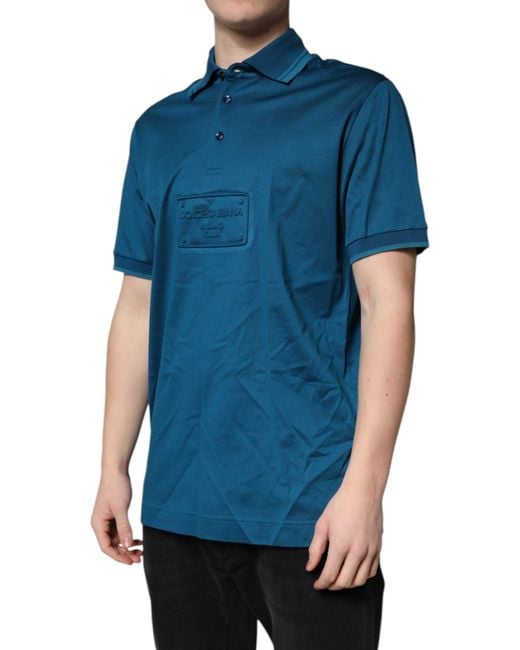 Dolce & Gabbana Blue Embroidered Logo Polo Shirt for men
