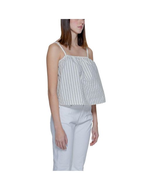 Vero Moda Blue Beige Organic Cotton Tank Tops