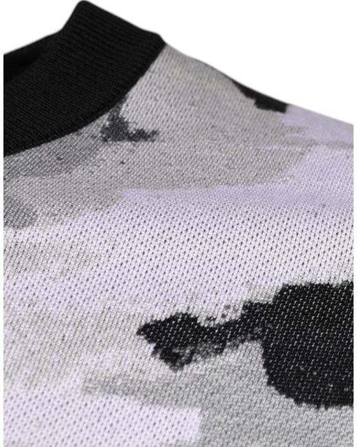 Dolce & Gabbana Black Abstract Print Knit Pullover Sweater for men
