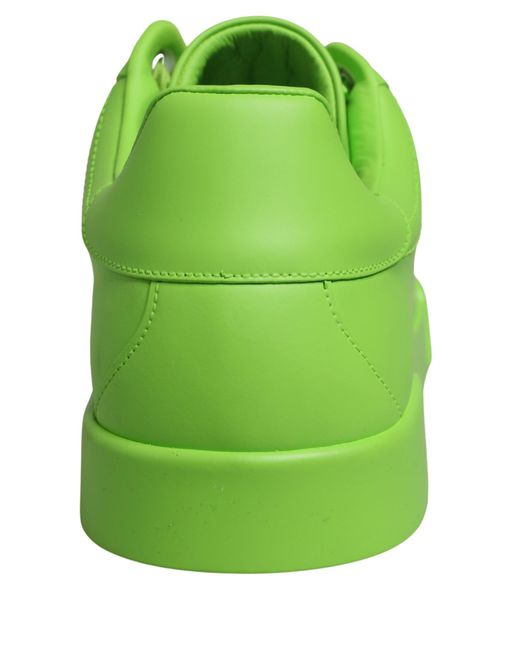 Dolce & Gabbana Green Leather Portofino Low Top Sneakers Shoes for men