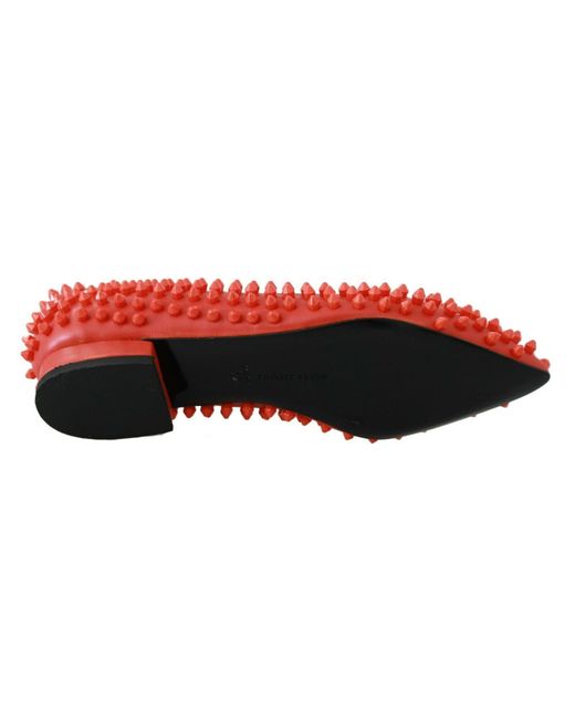 Philipp Plein Red Vibrant Pointed Leather Flats