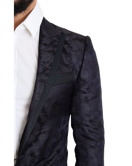 Dolce & Gabbana Blue Elegant Silk Blend Martini Blazer for men
