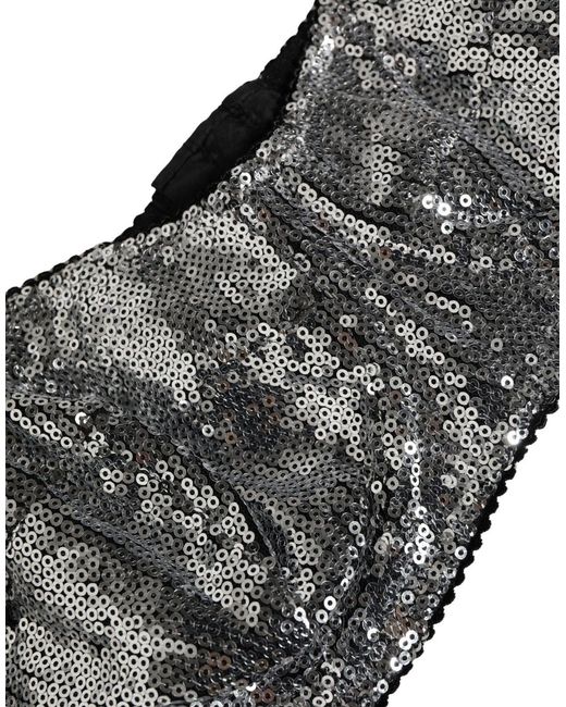Dolce & Gabbana Gray Silver Sequined Nyon Balconnet Bra Underwear
