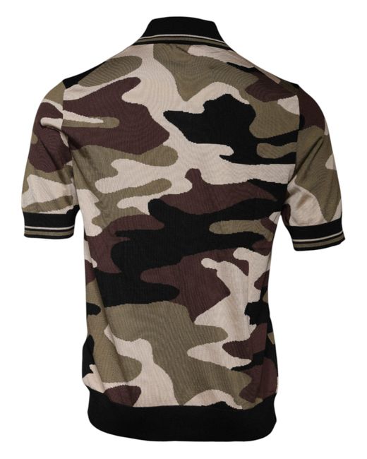 Dolce & Gabbana Black Multicolor Camouflage Collared Polo T for men