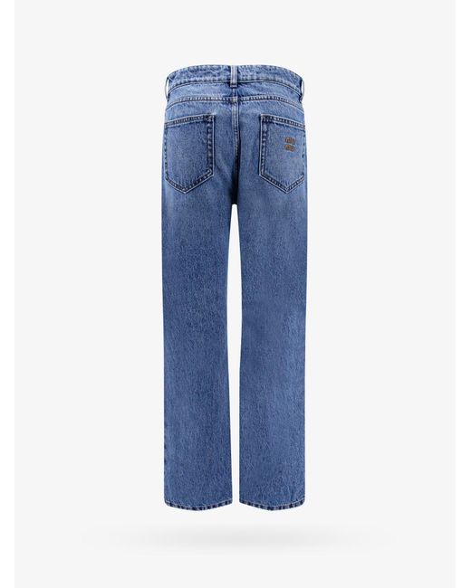 Miu Miu Straight Leg Cotton Jeans in Blue | Lyst